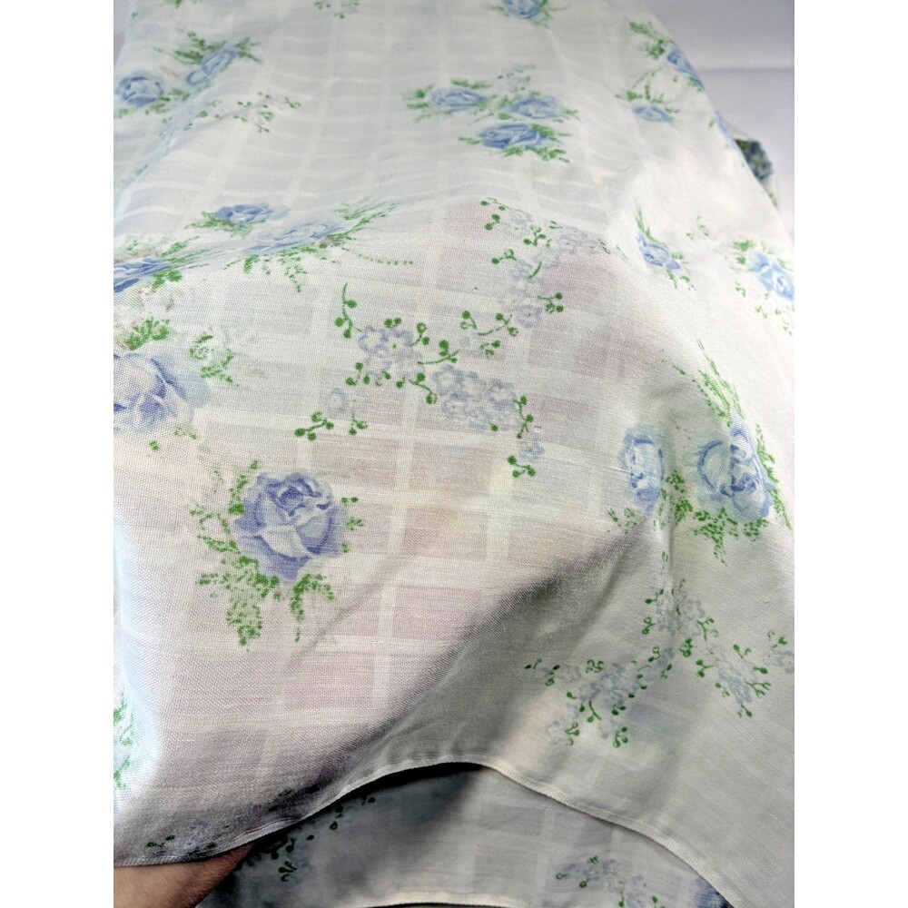 Vintage Thomaston New Era Twin Flat Sheet Blue Rose Floral No Iron
